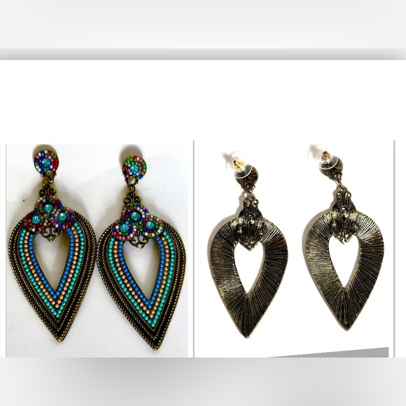 Beautiful unique blue/green statement earrings - Picture 2 of 8